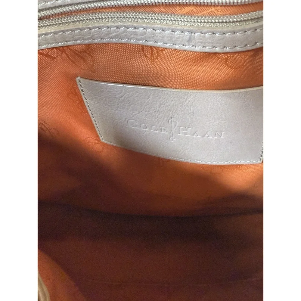 Cole Haan Leather Shoulder Bag Taupe Hobo Purse Braided Strap Slouchy